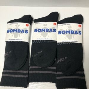 New Bombas Large Black Socks 3-Pack With Honeycomb Arch Support Y-Stitched